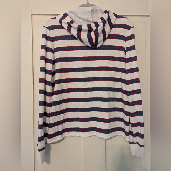 Alternative White Hoodie with Blue & Red Stripes- S - Picture 3 of 3